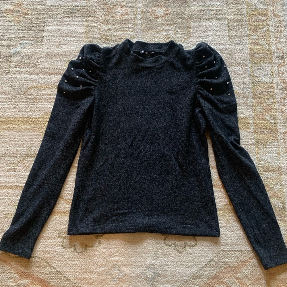 Zara gray long sleeve with diamond studs on puff sleeves
